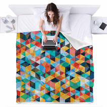 Abstract Mosaic Pattern Blankets 65508809