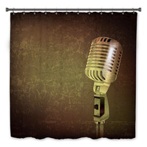 Abstract Music Background With Retro Microphone Bath Decor 45197820