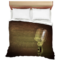 Abstract Music Background With Retro Microphone Bedding 45197820