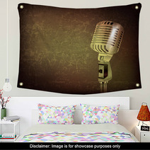 Abstract Music Background With Retro Microphone Wall Art 45197820