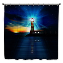 Abstract Ocean Background With Lighthouse Bath Decor 55401732