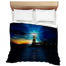 Abstract Ocean Background With Lighthouse Bedding 55401732