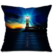 Abstract Ocean Background With Lighthouse Pillows 55401732