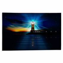Abstract Ocean Background With Lighthouse Rugs 55401732