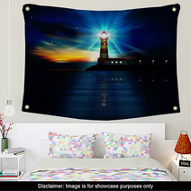 Abstract Ocean Background With Lighthouse Wall Art 55401732