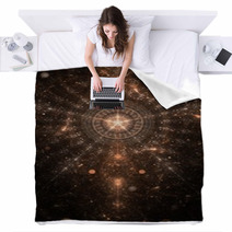 Abstract Old Alchemic Symbol Theme Brown On Black Blankets 56355909
