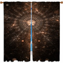 Abstract Old Alchemic Symbol Theme Brown On Black Window Curtains 56355909