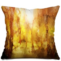 Abstract Painting Of Colorful Forest With Yellow Leaves In Autumn Pillows 189017926