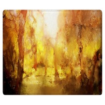 Abstract Painting Of Colorful Forest With Yellow Leaves In Autumn Rugs 189017926
