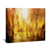 Abstract Painting Of Colorful Forest With Yellow Leaves In Autumn Wall Art 189017926