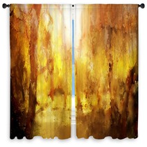 Abstract Painting Of Colorful Forest With Yellow Leaves In Autumn Window Curtains 189017926