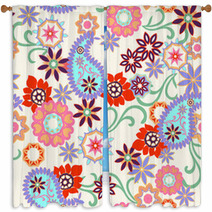 Abstract Paisley Seamless Background Window Curtains 63819064