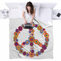 Abstract Peace Flower Symbol Blankets 67049734