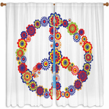 Abstract Peace Flower Symbol Window Curtains 67049734