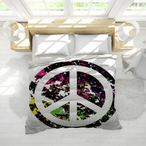 Abstract Peace Icon Isolated On Background Bedding 65445607