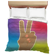 Abstract Peace Icon Isolated On Background Bedding 65445651