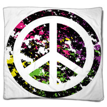 Abstract Peace Icon Isolated On Background Blankets 65445607