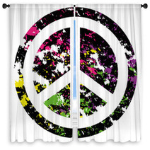 Abstract Peace Icon Isolated On Background Window Curtains 65445607