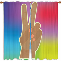 Abstract Peace Icon Isolated On Background Window Curtains 65445651