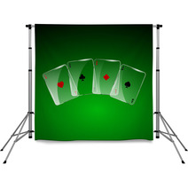 Abstract Playing Cards On Green Background Backdrops 70980558