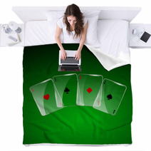 Abstract Playing Cards On Green Background Blankets 70980558
