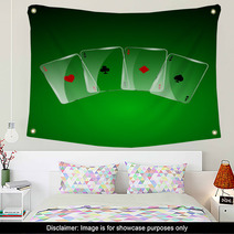 Abstract Playing Cards On Green Background Wall Art 70980558