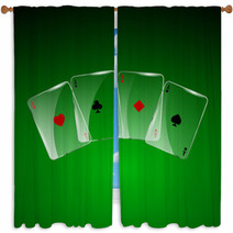 Abstract Playing Cards On Green Background Window Curtains 70980558