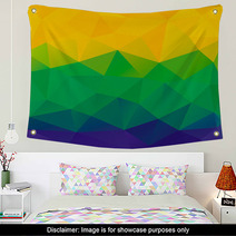 Abstract Polygon Background Brazil Flag Colors Vector Wall Art 65277573