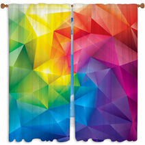 Abstract Polygonal Gems Colors Background. Window Curtains 62390564