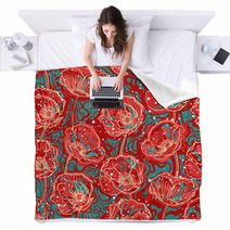 Abstract Poppies Blankets 51616143