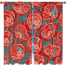 Abstract Poppies Window Curtains 51616143