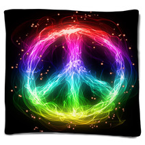 Abstract Rainbow Peace Sign Blankets 61526885