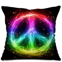 Abstract Rainbow Peace Sign Pillows 61526885