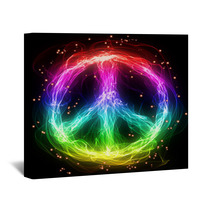 Abstract Rainbow Peace Sign Wall Art 61526885