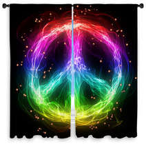 Abstract Rainbow Peace Sign Window Curtains 61526885
