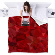 Abstract Red Background Polygon Blankets 61014398