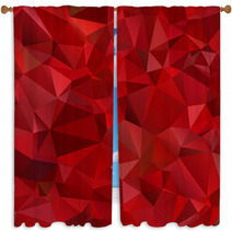 Abstract Red Background Polygon Window Curtains 61014398