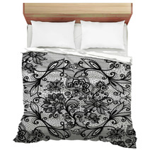 Abstract Seamless Lace Pattern With Flowers And Butterflies. Bedding 62687995