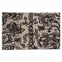 Abstract Seamless Lace Pattern With Flowers And Butterflies Rugs 58861027