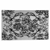 Abstract Seamless Lace Pattern With Flowers And Butterflies. Rugs 62687995