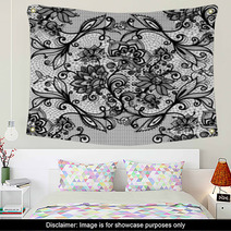 Abstract Seamless Lace Pattern With Flowers And Butterflies. Wall Art 62687995