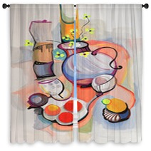 Abstract Still Life Window Curtains 64739833