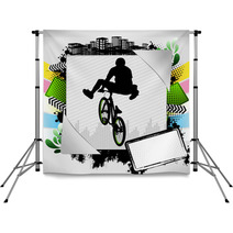 Abstract Summer Frame With Bmx Biker Silhouette Backdrops 31778793