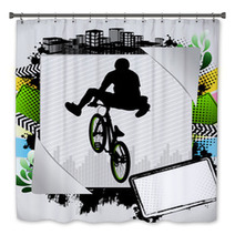 Abstract Summer Frame With Bmx Biker Silhouette Bath Decor 31778793