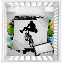Abstract Summer Frame With Bmx Biker Silhouette Nursery Decor 31778793
