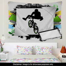 Abstract Summer Frame With Bmx Biker Silhouette Wall Art 31778793