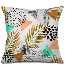 Abstract Summer Geometric Seamless Pattern Pillows 112808150