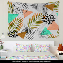 Abstract Summer Geometric Seamless Pattern Wall Art 112808150
