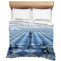 Abstract Surreal Background With Blue Chess And Chessboard Bedding 57829383