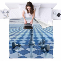 Abstract Surreal Background With Blue Chess And Chessboard Blankets 57829383